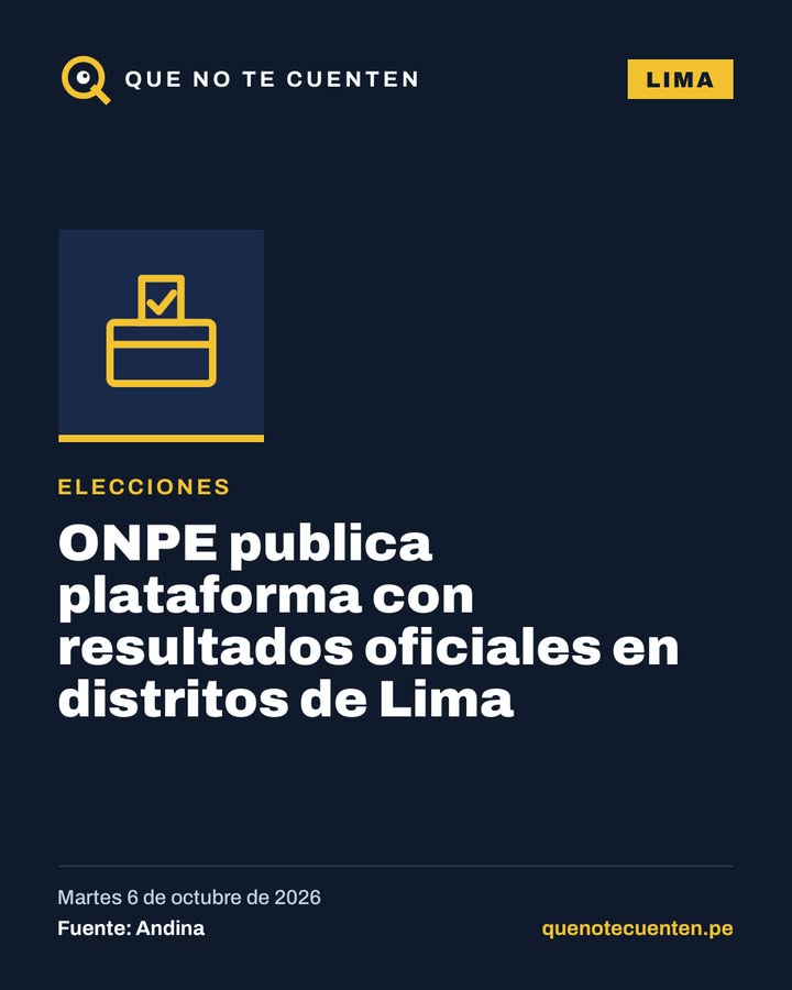 ONPE publica plataforma con el cómputo oficial de las elecciones en distritos de Lima